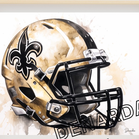 New Orleans SAINTS Football Helmet Print, 14x11 - Picture 1 of 2